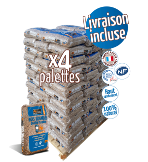 Palette de granulés WOODSTOCK x 4 (264 sacs) de 15 Kg